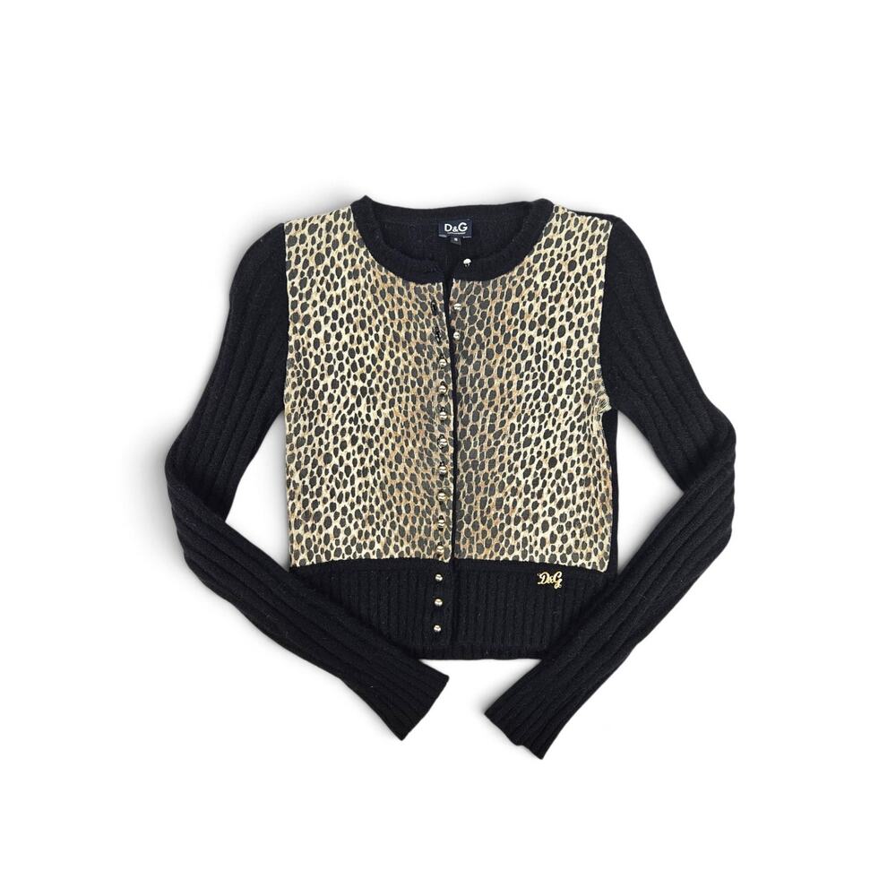 Y2k D&G by Dolce & Gabanna Leopard Print Sweater Cardigan - Small